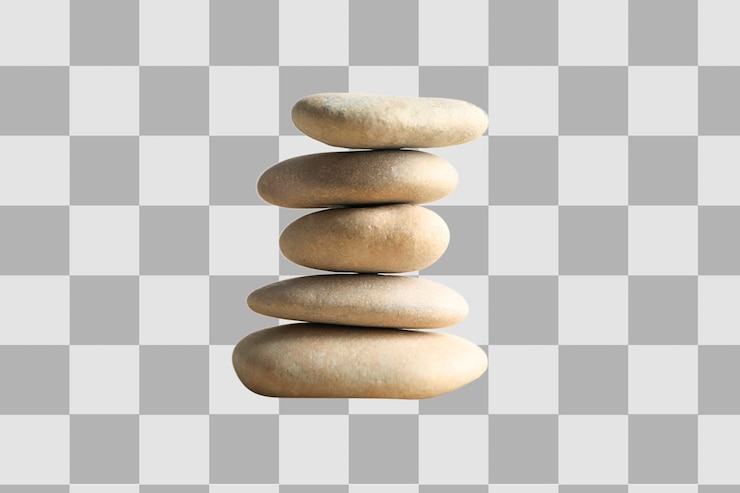 PSD smooth stones represent balance and calm isolated on white png