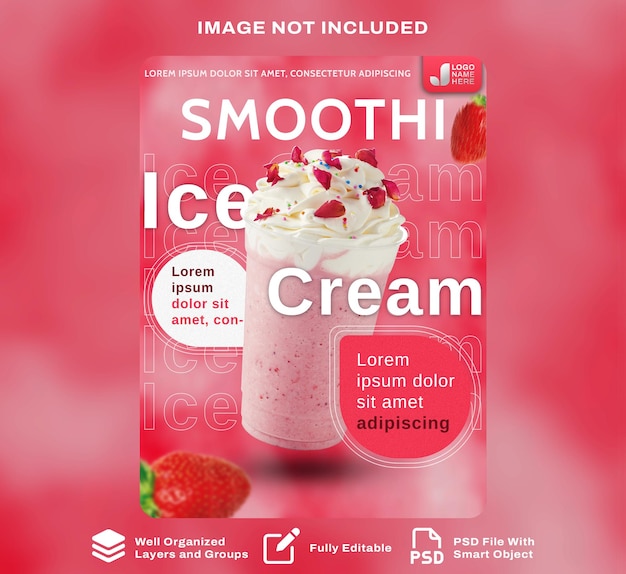 Smoothi Milkshake Ijs Cream Poster sjabloon ontwerp