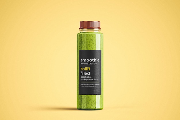 PSD mockup di bottiglia di frullato con succo di kiwi