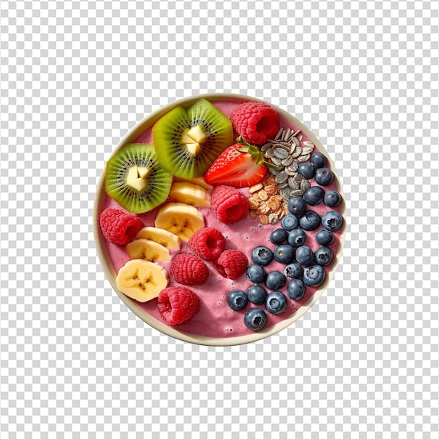 PSD smoothie bowl with fruit on transparent background