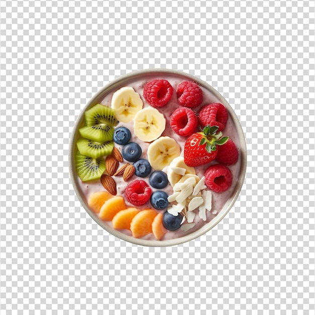 Smoothie bowl with fruit on transparent background