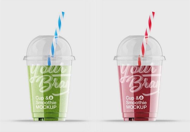 Smoothie cup with straw mockup design