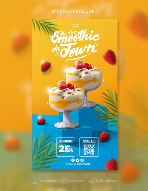 Smoothie drink menu promotion social media instagram story banner template