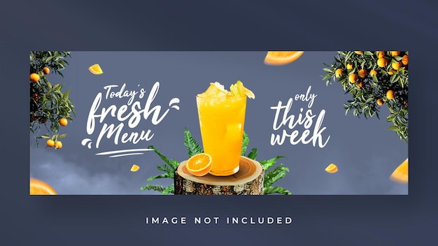 PSD modello di banner di copertina di facebook per la promozione del menu di bevande fresche frullato