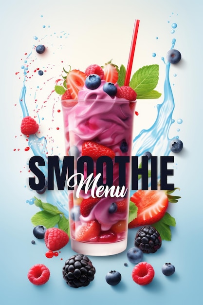 PSD smoothie menusjabloon illustratie ai generativexa