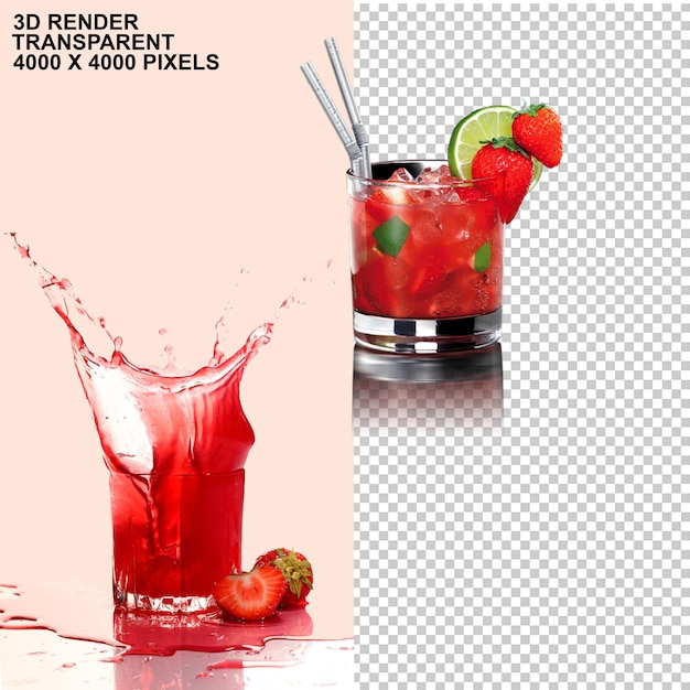 PSD smoothie strawberry juice strawberry juice fruit 3d cartoon fruit s fruitstrawberry strawberries