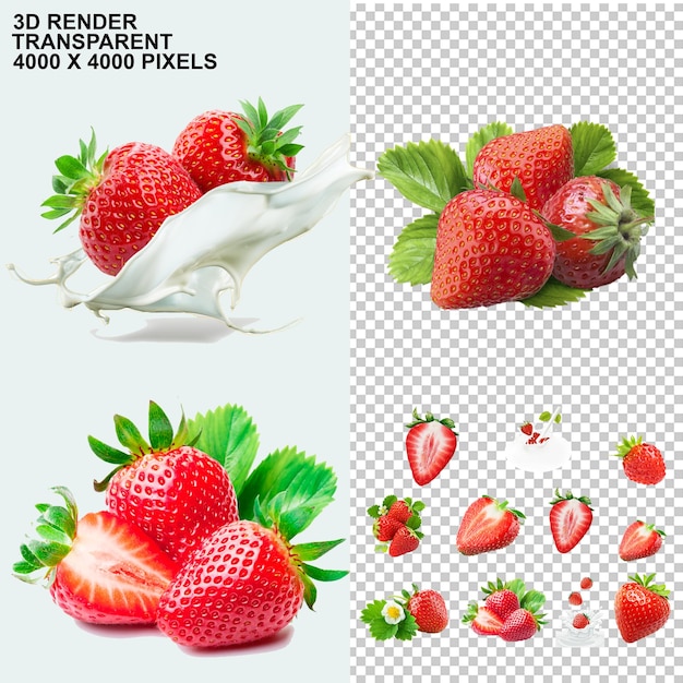 PSD smoothie strawberry juice strawberry juice fruit 3d cartoon fruit s fruitstrawberry strawberries