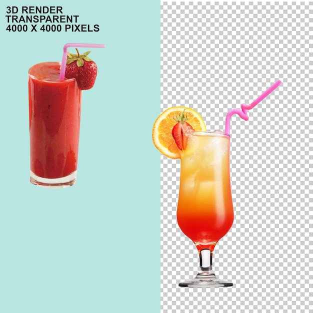 PSD smoothie strawberry juice strawberry juice fruit 3d cartoon fruit s fruitstrawberry strawberries