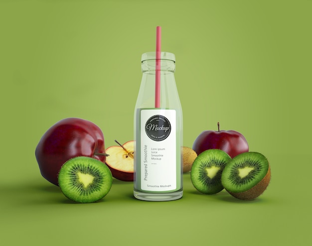 smoothie with apples and kiwi mock-up