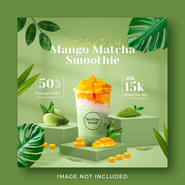 Smoothie Zdrowy Napój Promocja Menu Media Społecznościowe Instagram Szablon Transparent Postu