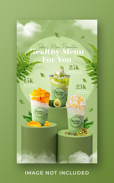 Smoothie Zdrowy Napój Promocyjny Menu Media Społecznościowe Szablon Transparent Historii Instagram