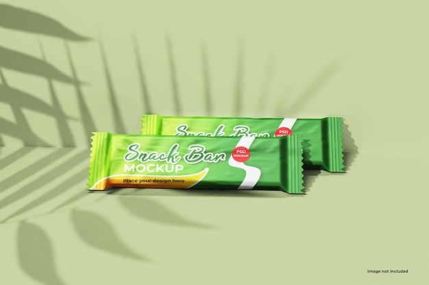 Snack bar sachet packaging template mockup