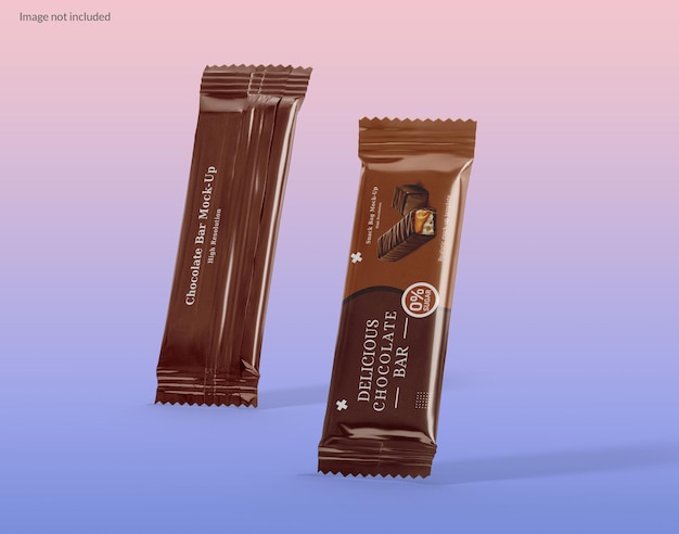 Mockup di snack, caramelle e tavolette di cioccolato