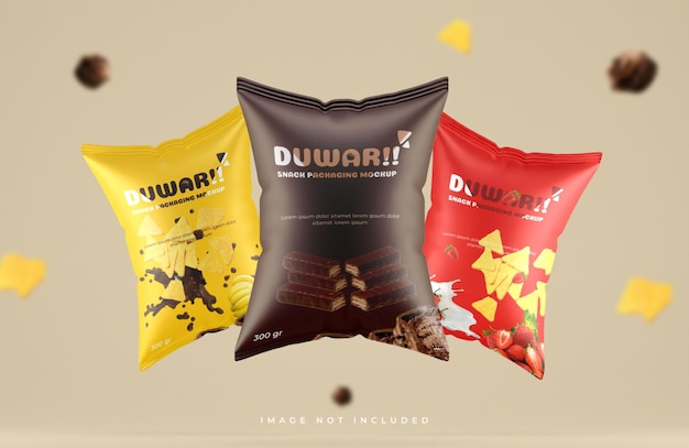 Snack chips bag packaging mockup