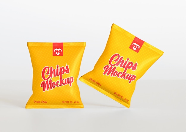 Mockup di sacchetto per snack con patatine fritte psd gratuito