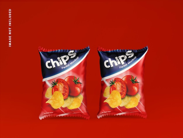 PSD mockup di sacchetto di plastica con sacchetto di patatine snack