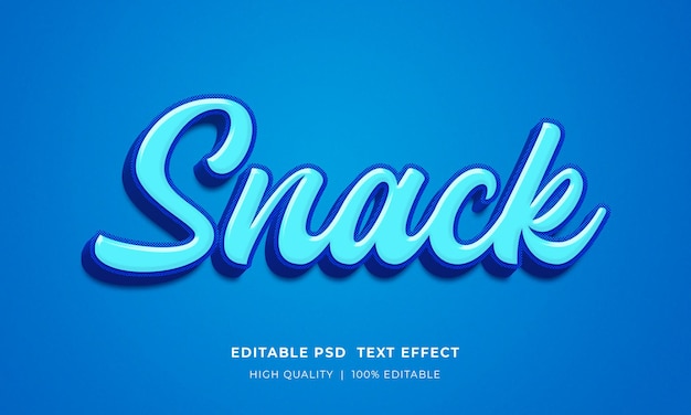 Modello di mockup effetto stile testo grassetto 3d modificabile snack