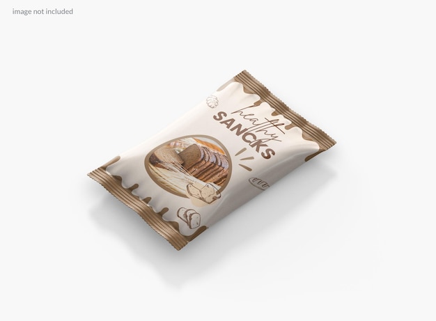 PSD mockup di sacchetto di alluminio per snack