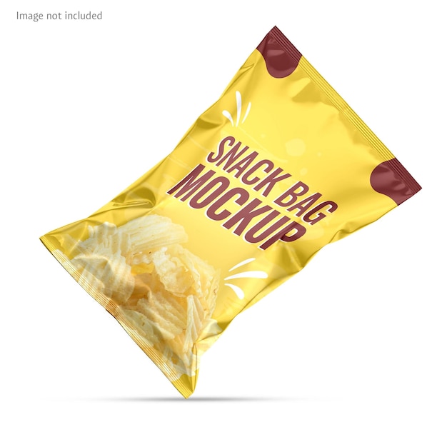 Snack pouch mockup for potato chips packaging bag mockup