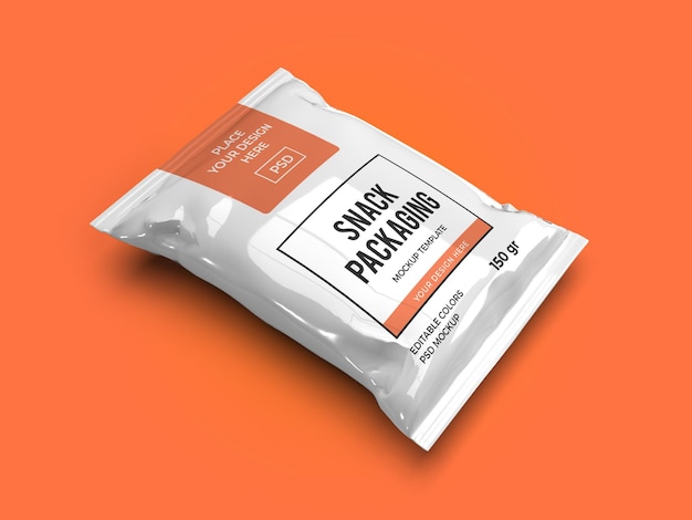 Snack Pouch Packaging Mockup Template Isolated