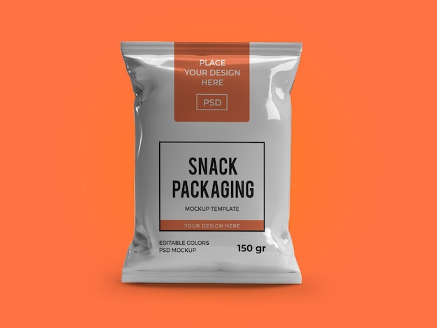 Snack pouch packaging mockup template isolated