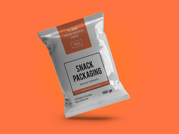 Snack pouch packaging mockup template isolated