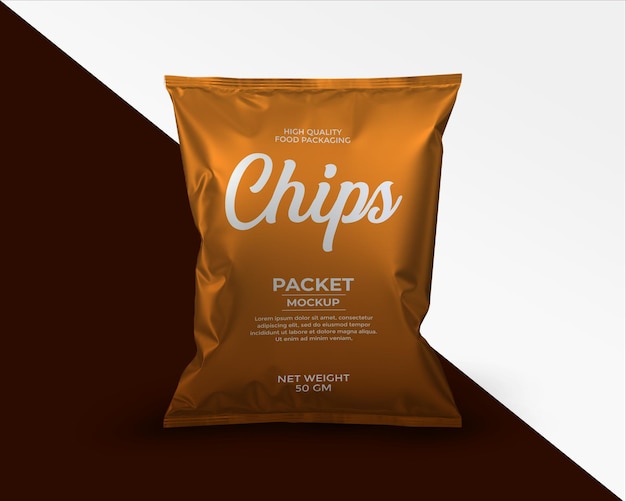 Snack pouch plastic bag mockup Glossy foil food packet mockup Chips bag mockup