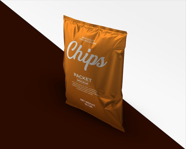 snack pouch plastic bag mockup glossy foil food packet mockup chips bag mockup