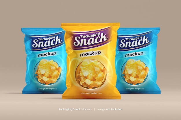 Snack pouch plastic bag mockup psd