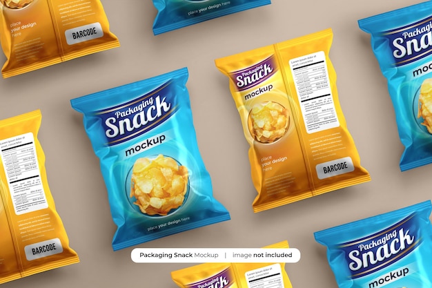 PSD snack pouch plastic bag mockup psd