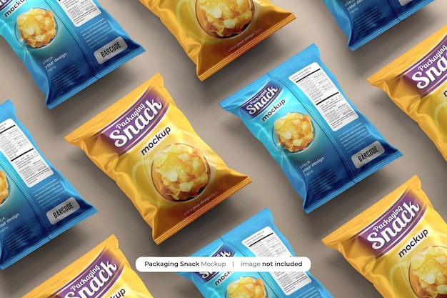 Snack pouch plastic bag mockup psd