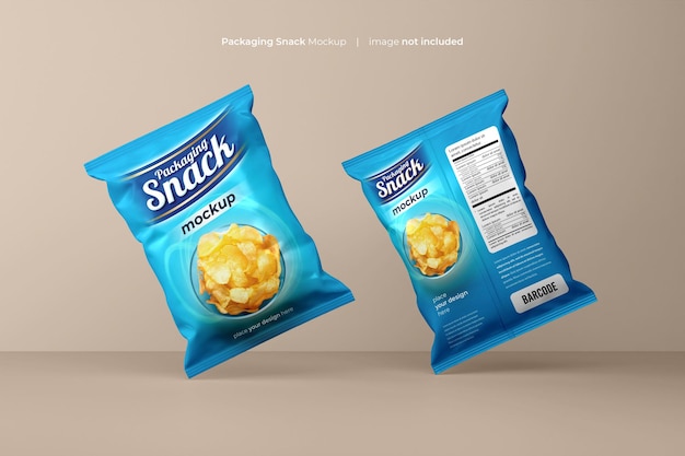 Snack pouch plastic bag mockup psd