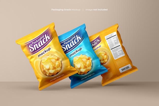 Snack pouch plastic bag mockup psd