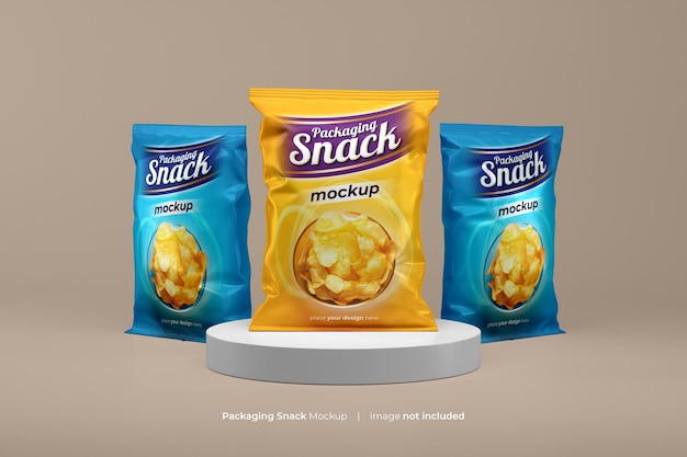 Mockup di sacchetto di plastica del sacchetto dello spuntino psd