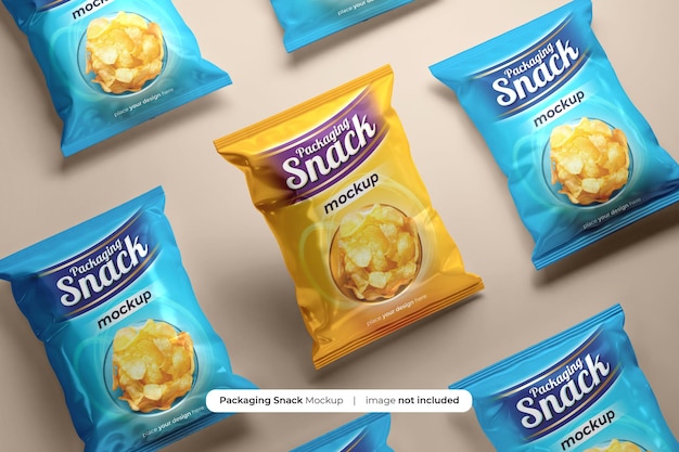 Mockup di sacchetto di plastica del sacchetto dello spuntino psd