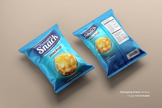 Snack pouch plastic bag mockup psd