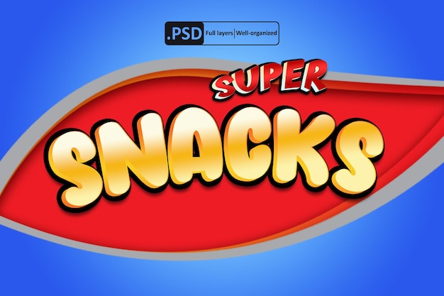 PSD snacks logo text effect