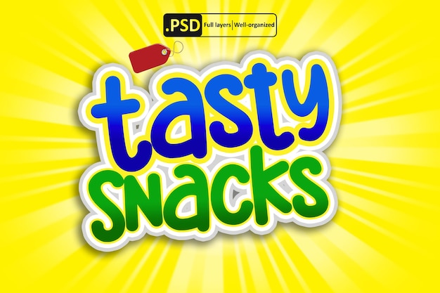 PSD snacks logo text effect