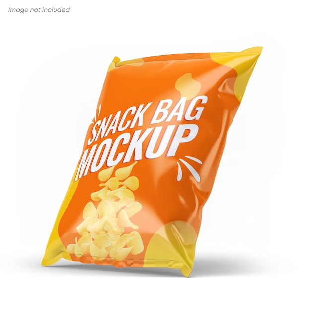 PSD snacks pouch mockup for potato chips packaging bag mockup