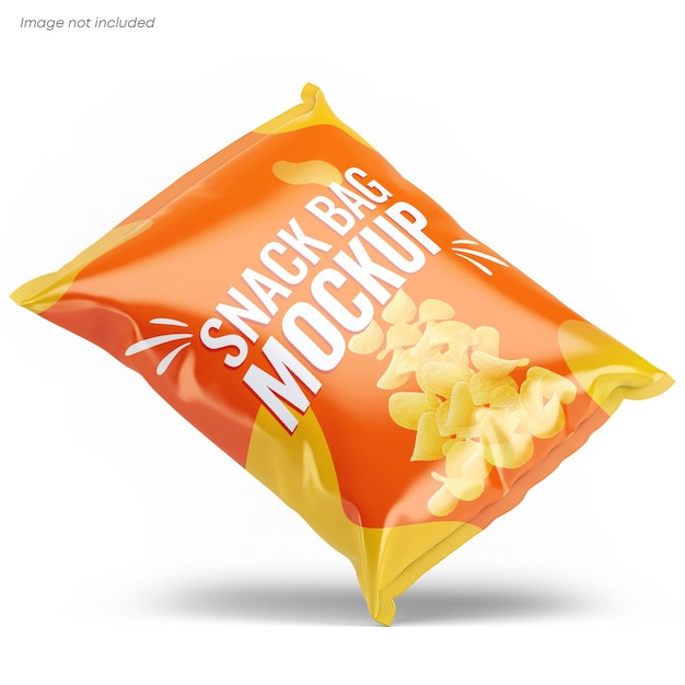 PSD snacks pouch mockup for potato chips packaging bag mockup