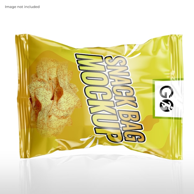 Snacks pouch mockup for potato chips packaging bag mockup