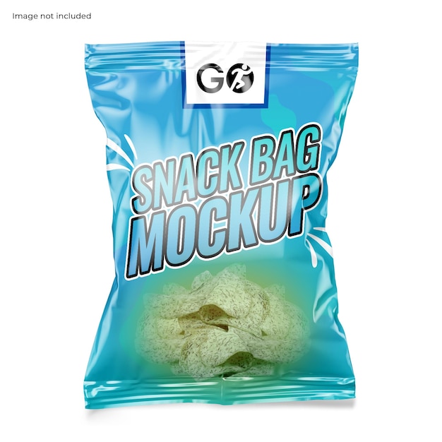 Snacks pouch mockup for potato chips packaging bag mockup