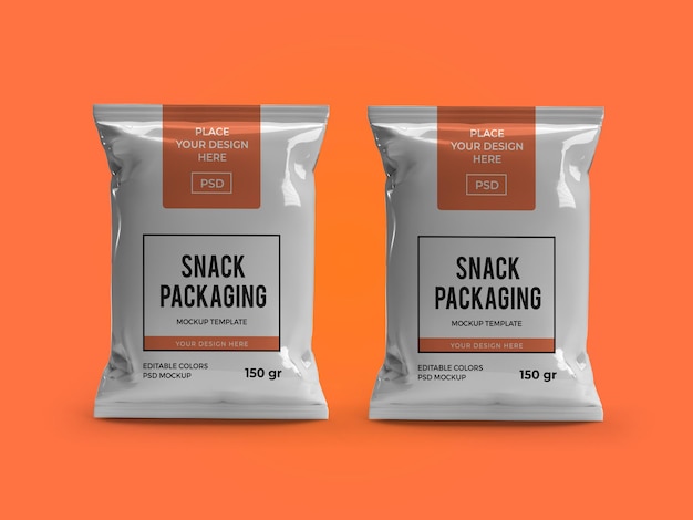 Snackzakje verpakking mockup sjabloon geïsoleerd