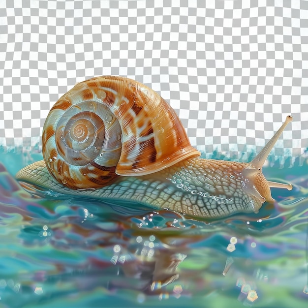 PSD a snail is swimming in the water with a pattern of dots