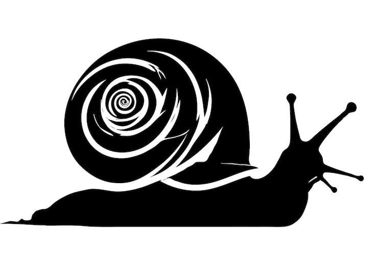 PSD snail wildlife nature illustration silhouette style