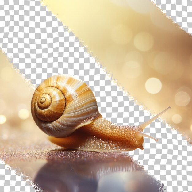 PSD snail with a golden color transparent background