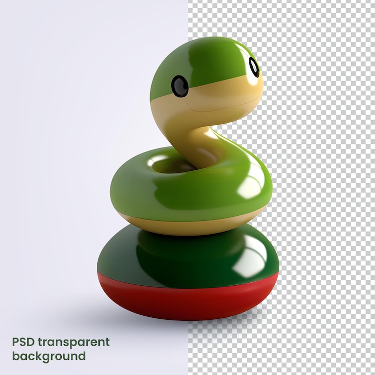 PSD змея 3d деревянная зимняя рождественская икона изолированная иллюстрация игрушки на прозрачном фоне