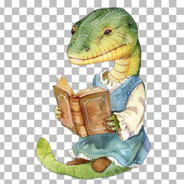 PSD snake cute animal reading from book for nursery