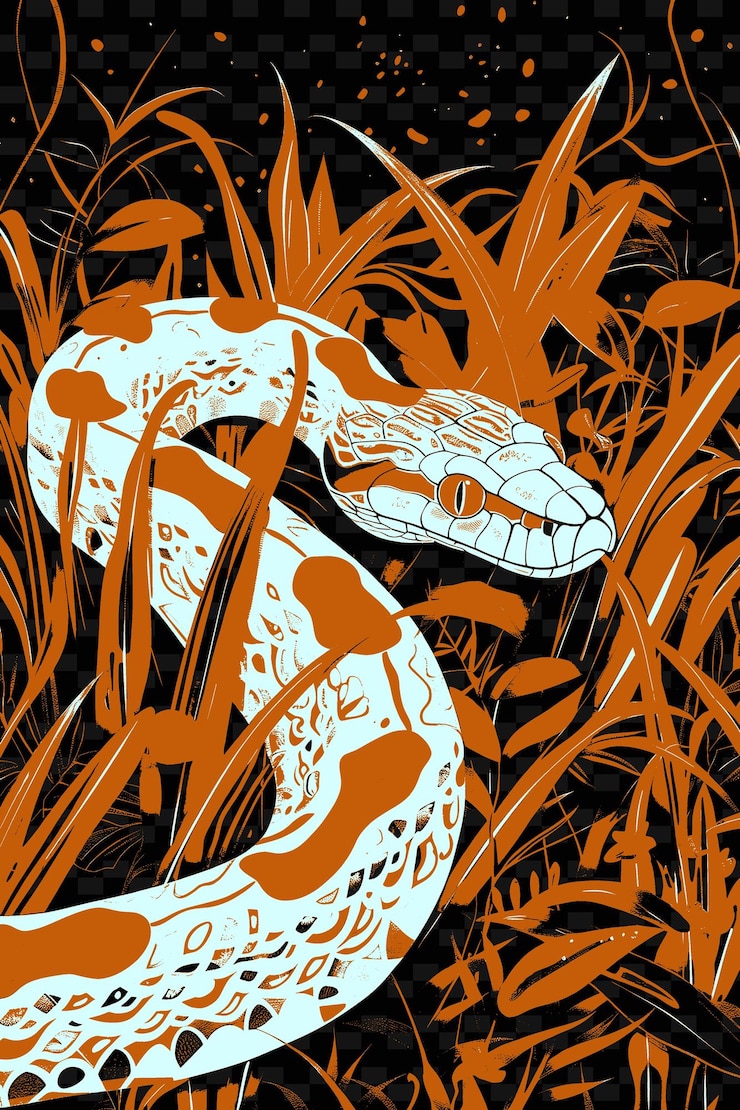 PSD a snake in the grass with orange stripes