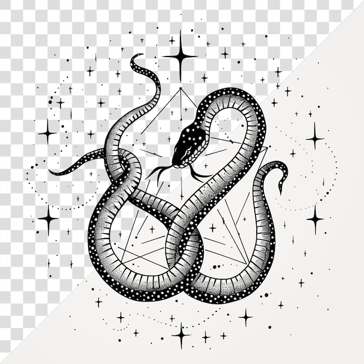 PSD snake illustration celestial stars